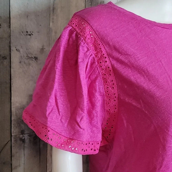 J. CREW EBROIDERED Short Sleeve Linen Top - Picture 3 of 10